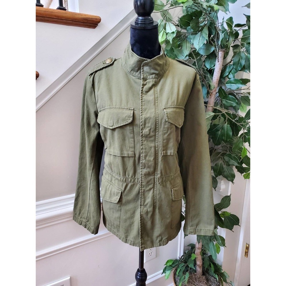 Lane Bryant Army Green 100% Cotton Long Sleeve Full Zip Casual Jacket Size 12